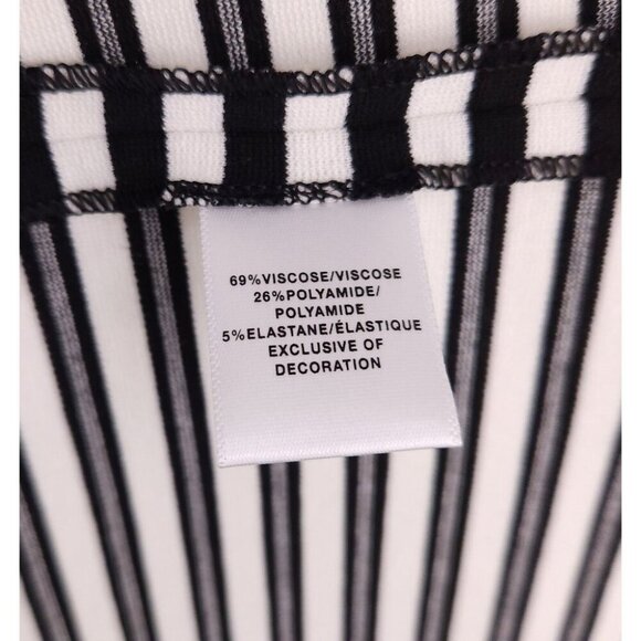 Lafayette 148 Short Sleeve Striped Zip Front Top Size Small Black White $298US - Picture 8 of 8